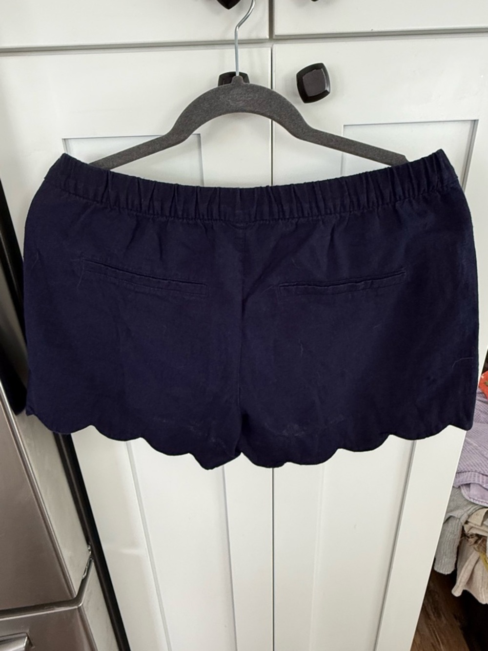 Old Navy Navy Scalloped Hem High Waist Shorts